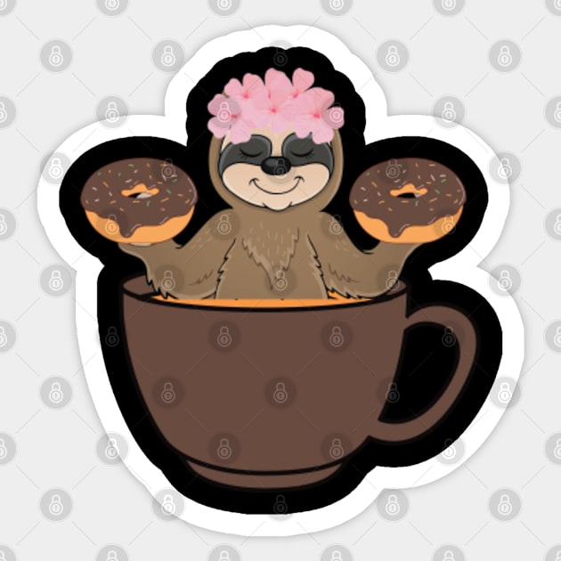 Sloths And Coffee Sticker by FullOnNostalgia